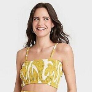A New Day Yellow and White Smocked Crop Top